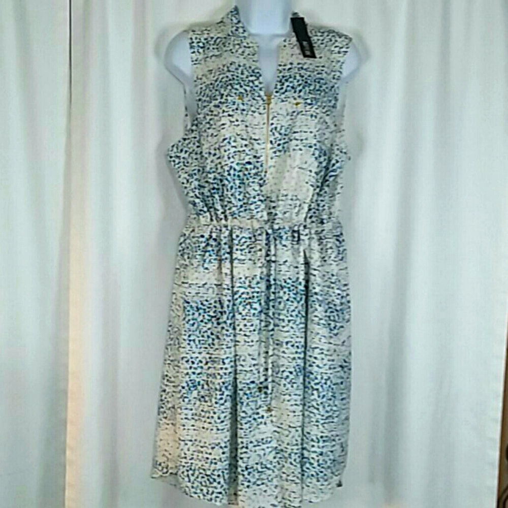 Apt. 9 Sleeveless Midi Dress in Cream and Blue  Print